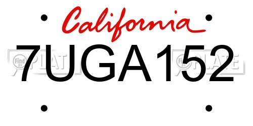 7UGA152 California License Plate
