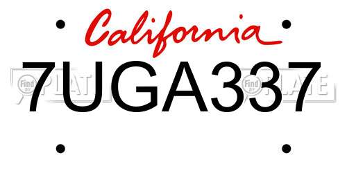 7UGA337 California License Plate