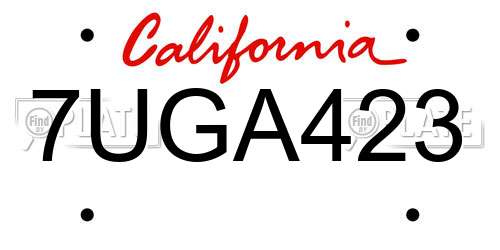 7UGA423 California License Plate