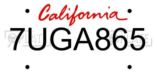 7UGA865 California License Plate