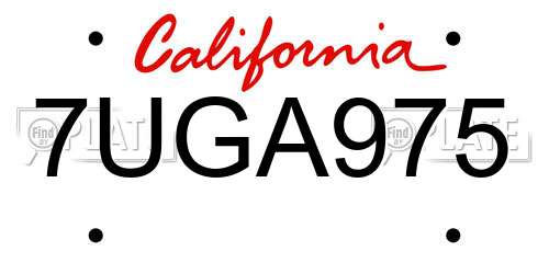 7UGA975 California License Plate