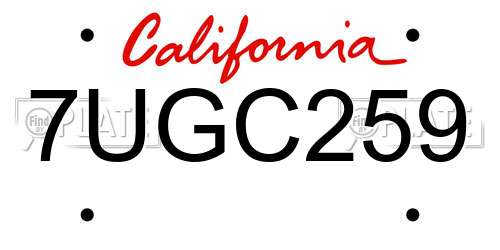 7UGC259 California License Plate