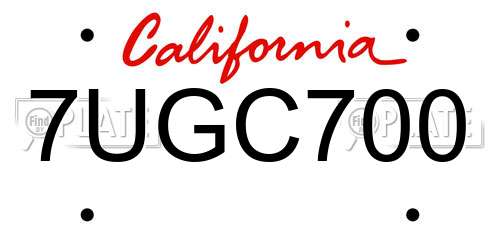 7UGC700 California License Plate