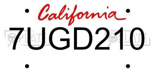 7UGD210 California License Plate