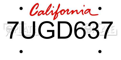 7UGD637 California License Plate