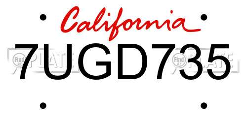 7UGD735 California License Plate