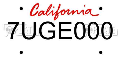 7UGE000 California License Plate