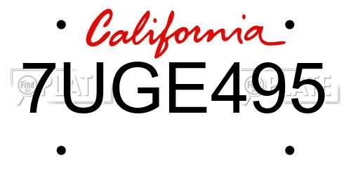 7UGE495 California License Plate