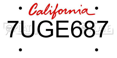7UGE687 California License Plate