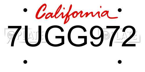 7UGG972 California License Plate