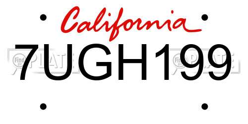 7UGH199 California License Plate