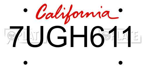 7UGH611 California License Plate