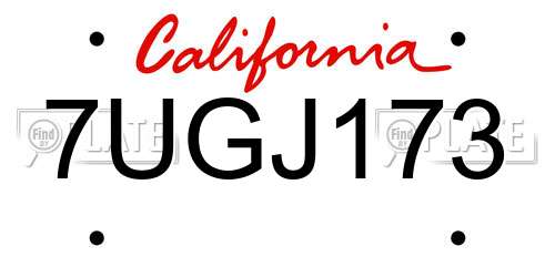 7UGJ173 California License Plate
