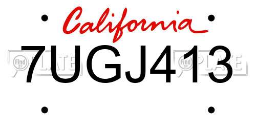 7UGJ413 California License Plate
