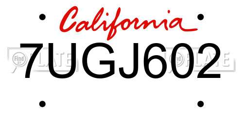 7UGJ602 California License Plate