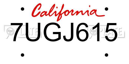 7UGJ615 California License Plate