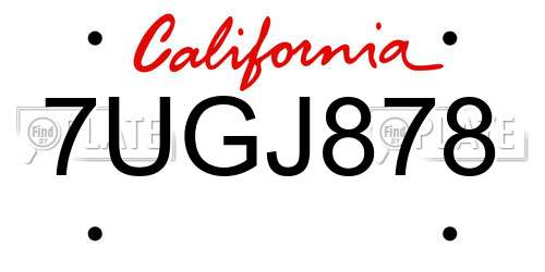 7UGJ878 California License Plate