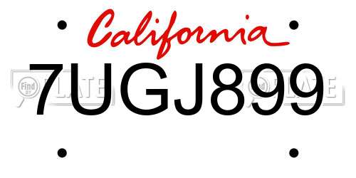 7UGJ899 California License Plate