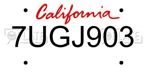 7UGJ903 California License Plate