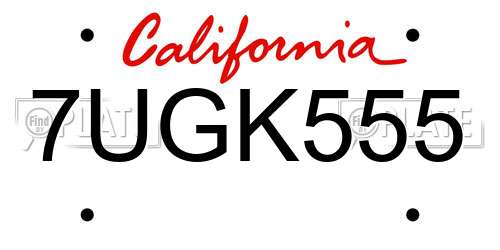 7UGK555 California License Plate