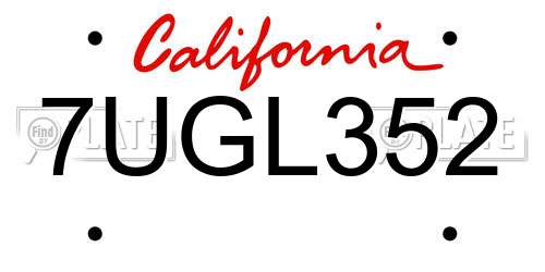 7UGL352 California License Plate