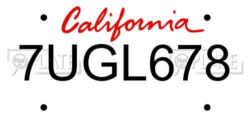7UGL678 California License Plate