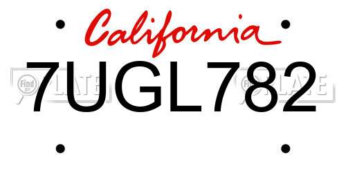 7UGL782 California License Plate