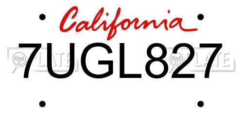 7UGL827 California License Plate