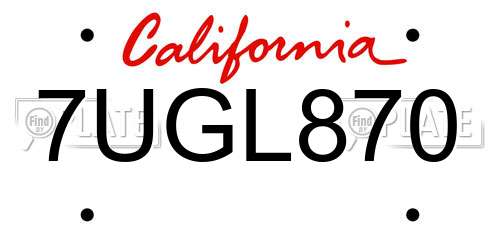 7UGL870 California License Plate