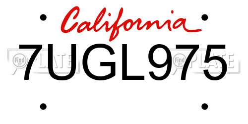 7UGL975 California License Plate