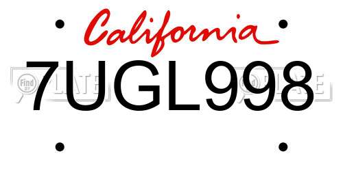 7UGL998 California License Plate