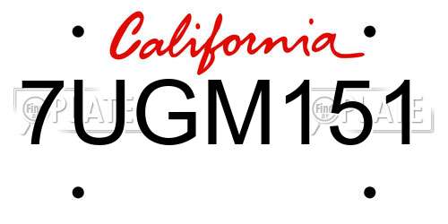 7UGM151 California License Plate