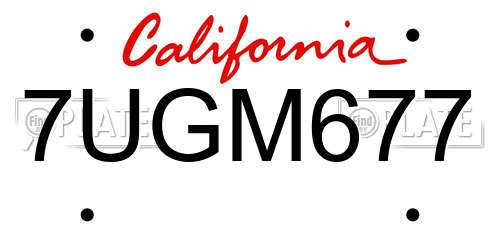 7UGM677 California License Plate