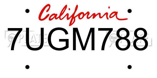 7UGM788 California License Plate