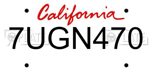 7UGN470 California License Plate