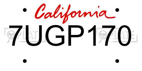 7UGP170 California License Plate