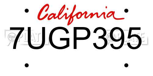 7UGP395 California License Plate