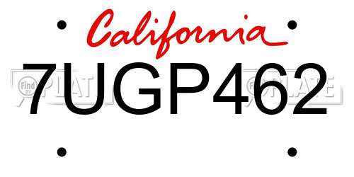 7UGP462 California License Plate