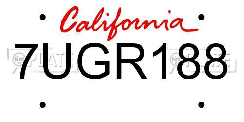 7UGR188 California License Plate