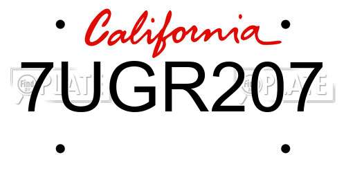 7UGR207 California License Plate
