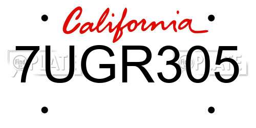 7UGR305 California License Plate