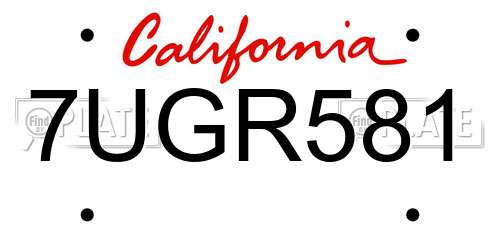 7UGR581 California License Plate