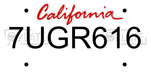7UGR616 California License Plate