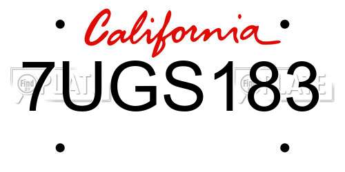 7UGS183 California License Plate