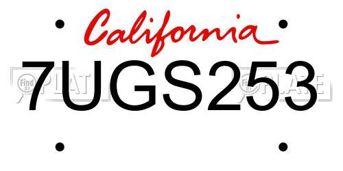 7UGS253 California License Plate