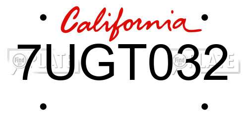 7UGT032 California License Plate