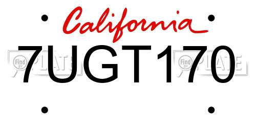 7UGT170 California License Plate