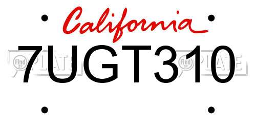 7UGT310 California License Plate