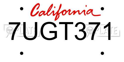7UGT371 California License Plate
