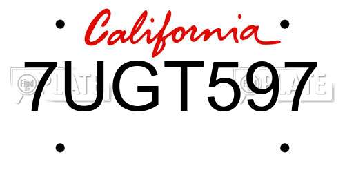 7UGT597 California License Plate